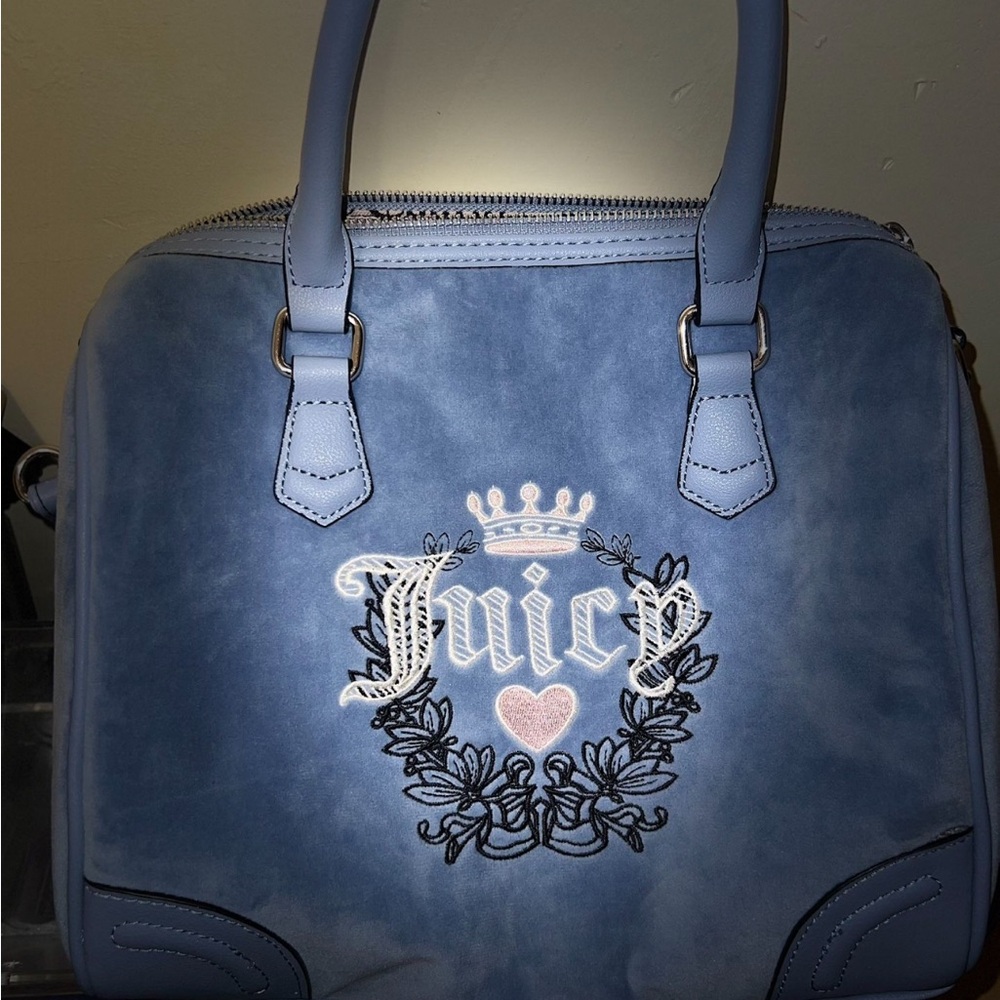 Juicy Couture Blue Satchel with Embroidered Logo